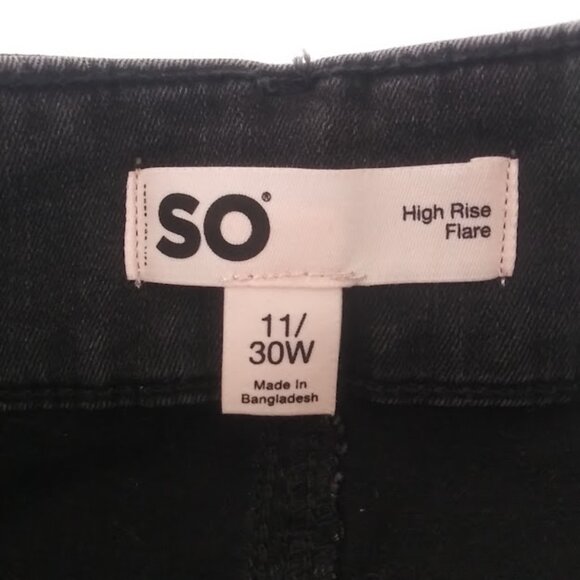 SO women's Juniors size 11/30W Washed black high rise seamed utility flare jeans - Picture 12 of 15